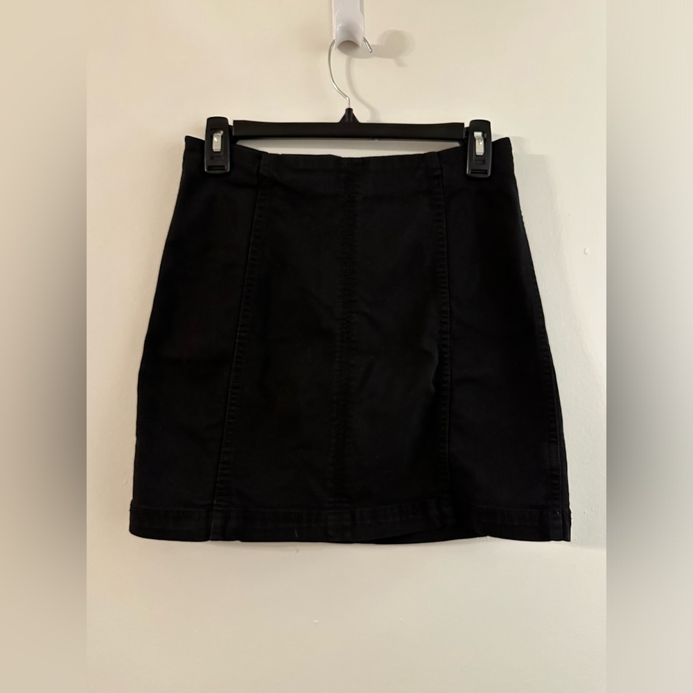 Free People Black Denim Bodycon Skirt